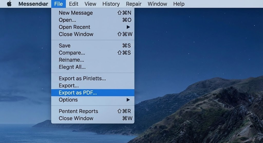 Apple Mail: Export as PDF