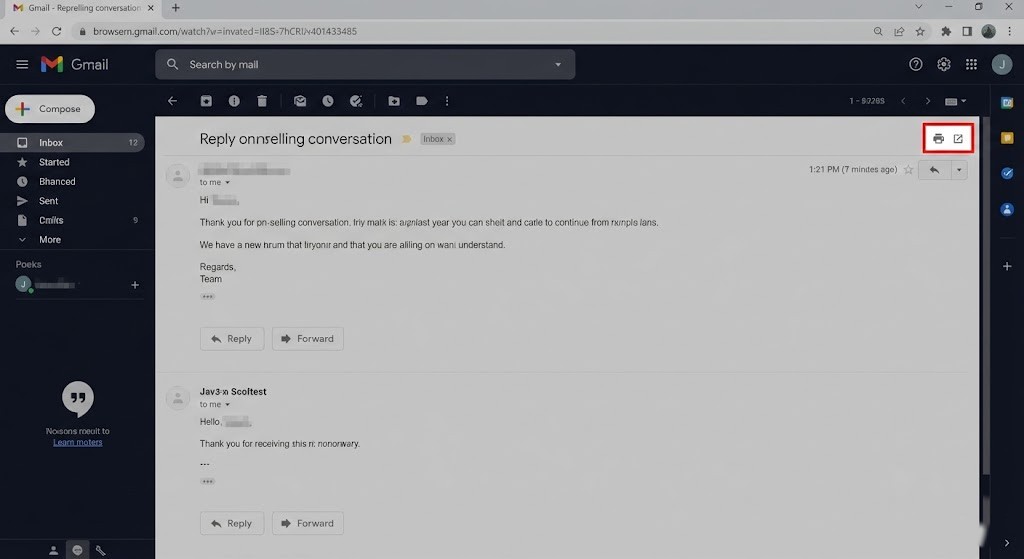 Gmail Web: Print to PDF