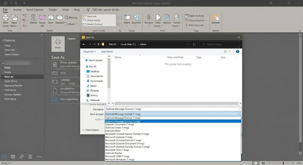 Outlook Classic Desktop: Save as MSG